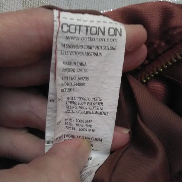 BRONZE REDDISH JACKET W/ ZIPPER POCKETS BY AMONG EQUALS SZ.12 QUILT SILKY FEEL - Picture 2 of 8